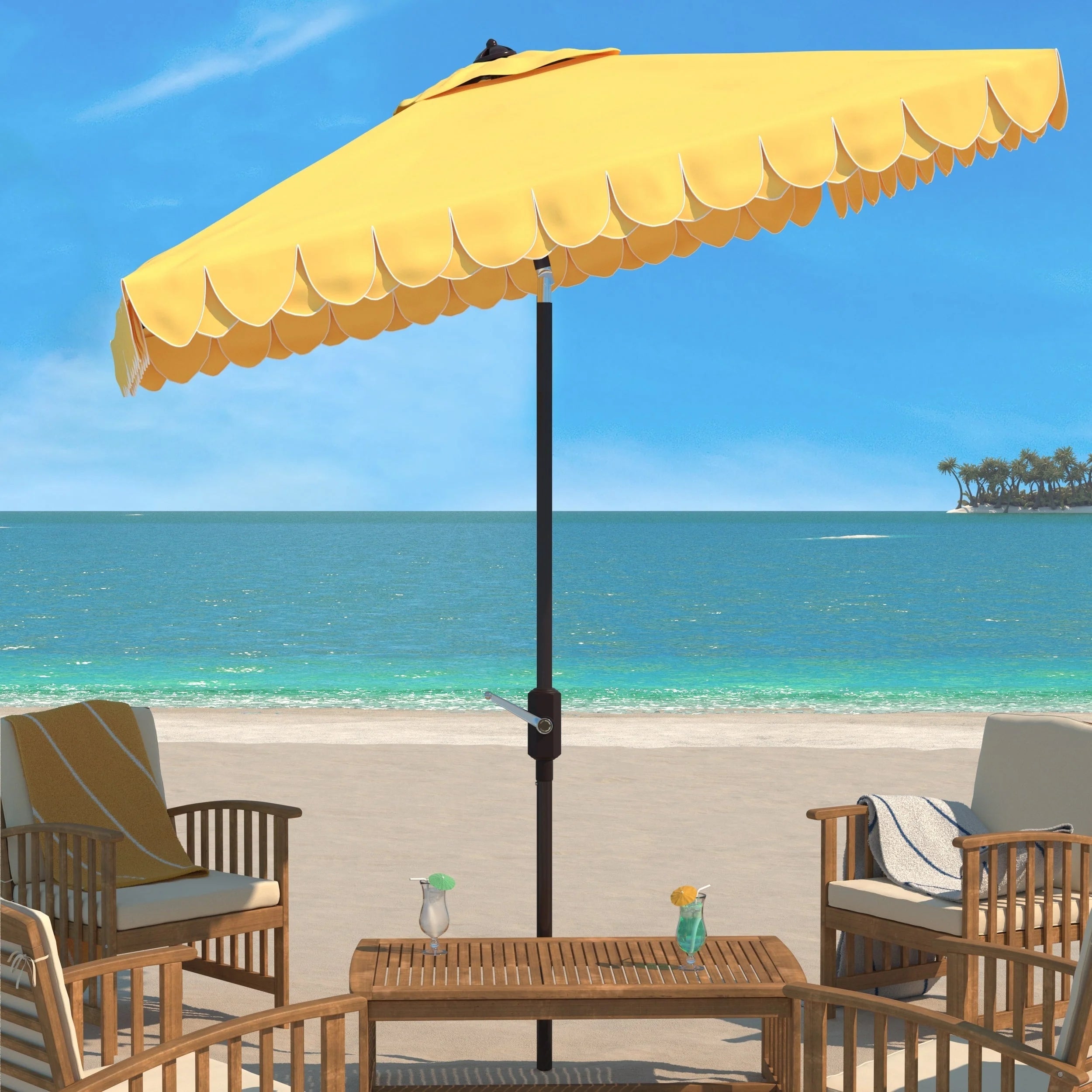 Parasol déporté double toit 274 cm avec cantonnière Kjerstin SAFAVIEH Outdoor