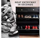 Meuble à Chaussures Mince de Ferme Home Imports Emporium avec Tiroirs Rabattables Meuble de Rangement à Chaussures Étroit pour Entrée avec 2 Tiroirs de Rangement