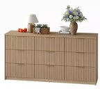 COZONY Commode cannelée à 8/9 tiroirs - Grand meuble de rangement en bois avec poignées métalliques et dispositif anti-basculement pour chambre à coucher, salon, couloir