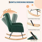 Fauteuil à bascule Teddy avec oreiller et dossier haut, fauteuil d'appoint rembourré en tissu pour chambre d'enfant, salon, chambre à coucher