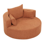 Fauteuil baril accent en chenille, Fauteuil de salon, Fauteuil rond avec base pivotante à 360 degrés et 3 coussins amovibles