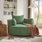Fauteuil baril accent en chenille, Fauteuil de salon, Fauteuil rond avec base pivotante à 360 degrés et 3 coussins amovibles