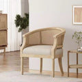 TUYOHW Fauteuil d'appoint moderne en bois avec assise épaisse et confortable, dossier incurvé en rotin, fauteuil de salon pour le séjour, la chambre