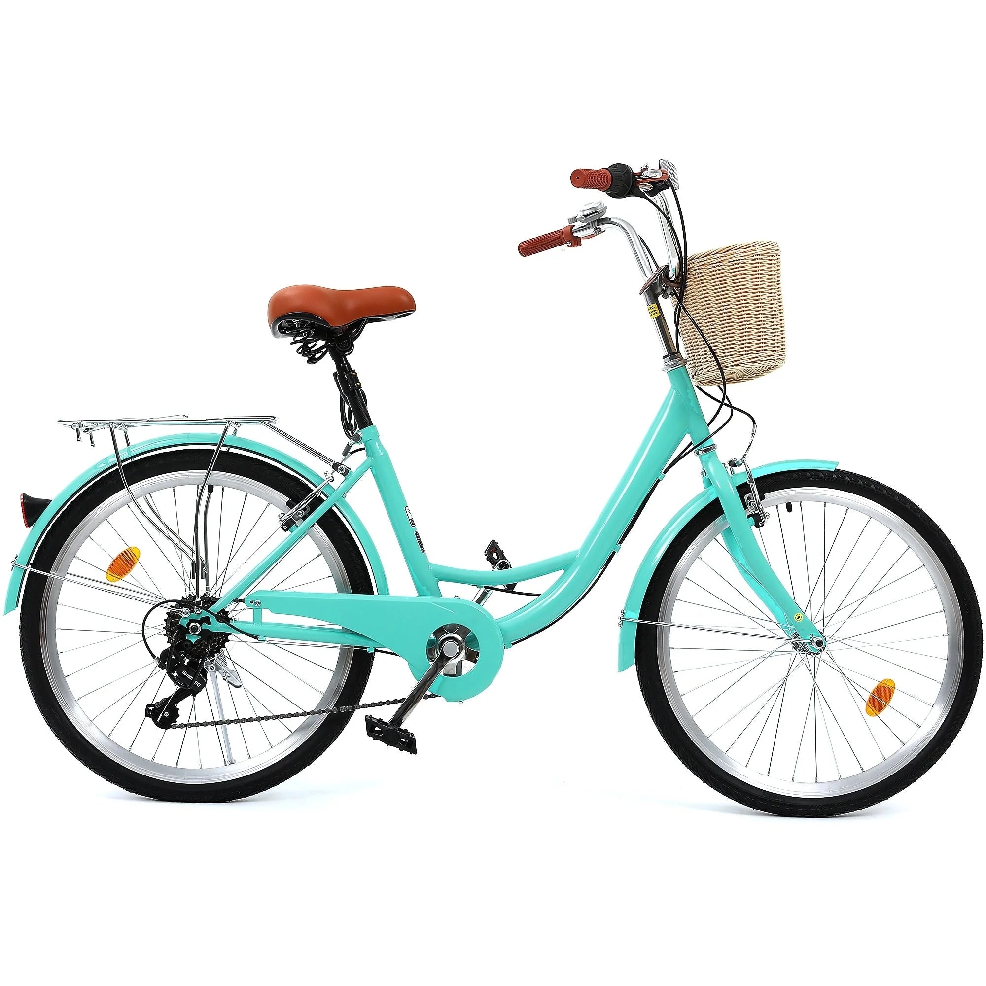 Moasis24/26 Vélo Cruiser 7 Vitesses, Vélo à Cadre Bas Ajustable, Vélo de Ville, Bicyclette