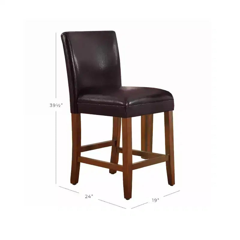 Tabouret de bar de 24 po de hauteur de comptoir de luxe en similicuir - HomePop