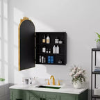 Armoire à pharmacie en fer forgé doré de 19,5 x 29,64 pouces avec miroir, armoire de salle de bain avec miroir sculpté