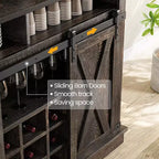 Meuble à café style ferme, 75 pouces de haut, buffet avec rangement, grand meuble de bar avec porte coulissante de style grange, salle à manger
