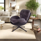 Fauteuil d'appoint Okak, Chaise de bureau pivotante moderne, Chaise moderne en chenille avec similicuir et piètement en métal, Fauteuil d'appoint pour petits espaces