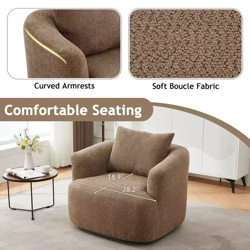 Fauteuil baquet pivotant rembourré Whisen 38.2 avec oreiller