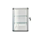 Vitrine en verre trempé avec porte coulissante en verre et serrure, cadre en aluminium standard, vitrine avec porte coulissante en verre, serrure et LED