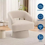 Fauteuil pivotant - Fauteuil moderne rembourré avec dossier rayé et rembourrage moelleux, chaise longue ronde pour salon, chambre à coucher (1 pièce)