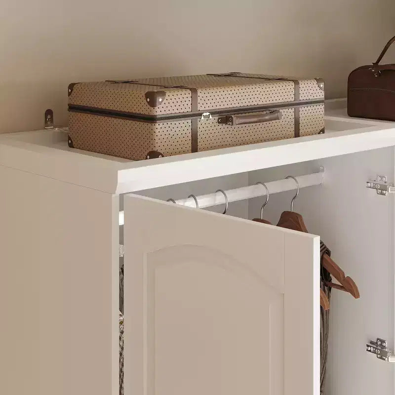 Armoire de chambre Famapy 3 portes avec miroir, 6 tiroirs, étagères réglables et rangement supérieur encastré