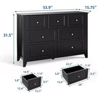 Commode à 7 tiroirs COZONY de 137 cm de large pour chambre à coucher, commode moderne avec rangement profond, organisateur de vêtements pour salon, couloir