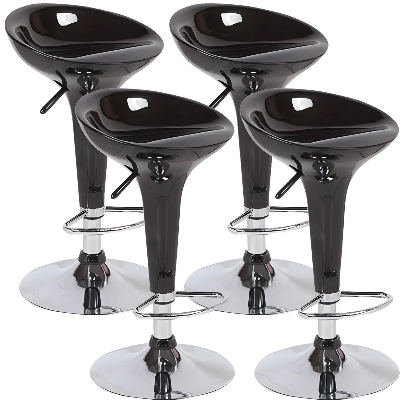 Tabouret de bar pivotant en plastique chromé réglable en hauteur