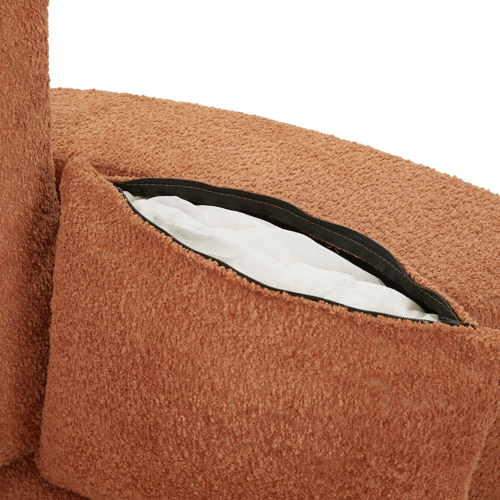 Fauteuil baril accent en chenille, Fauteuil de salon, Fauteuil rond avec base pivotante à 360 degrés et 3 coussins amovibles