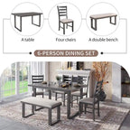 Ensemble de salle à manger 6 pièces avec table, 4 chaises et un banc