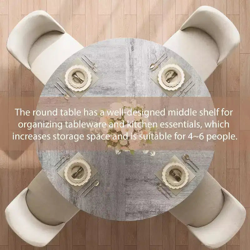 Table à manger ronde de 47 pouces pour 4 personnes, table de salle à manger circulaire de style ferme, meubles de cuisine et de salle à manger en bois peu encombrants, tables rondes