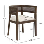Christopher Knight Home Cinnabar Lot de 2 chaises de salle à manger en bois d'hévéa rembourrées avec dossier en cannage, hauteur d'assise 49,5 cm