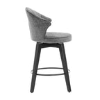 Tabourets de bar pivotants Blanc / Bleu / Gris foncé, lot de 2, chaises de hauteur comptoir rembourrées en chenille avec pieds en métal