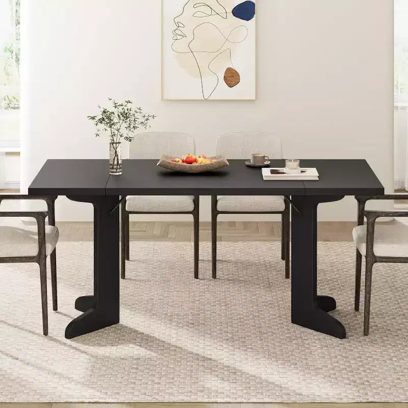 Grande table à manger rectangulaire de 180 cm pour 6 à 8 personnes, table de salle à manger rustique en bois massif avec pieds robustes et plateau solide pour salle à manger