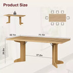 Grande table à manger rectangulaire de 180 cm pour 6 à 8 personnes, table de salle à manger rustique en bois massif avec pieds robustes et plateau solide pour salle à manger