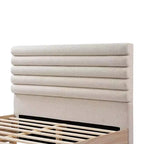 Cadre de lit contemporain Anatoli en bois avec tête de lit capitonnée en bouclette taupe Christopher Knight Home