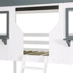 Lit superposé Luxystar de style cabane avec toit et fenêtre
