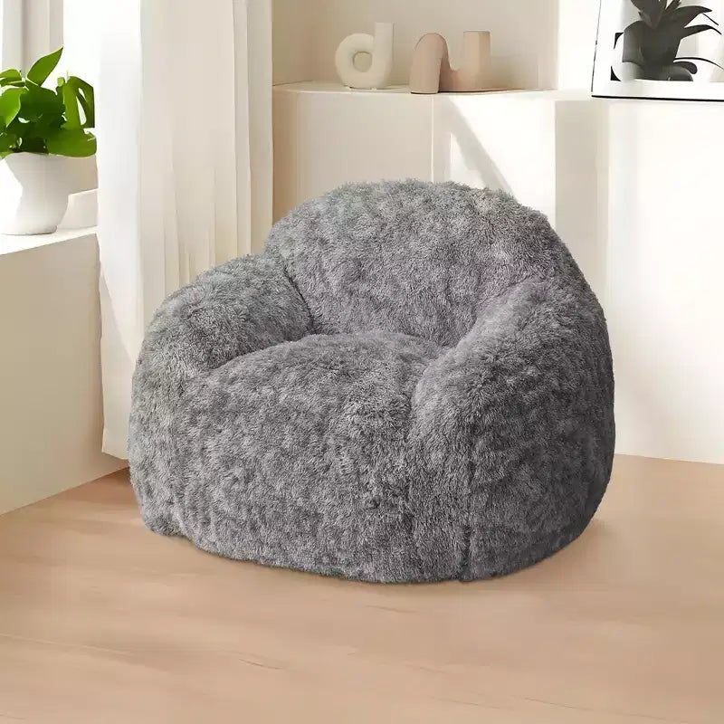 Pouf géant en fausse fourrure douce avec accoudoirs, garni de mousse, confortable pour la chambre, le salon, la lecture et les jeux