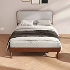 Lit Plateforme Queen Roundhill Furniture Wyller en Bois d'Hévéa, Fini Noyer Naturel