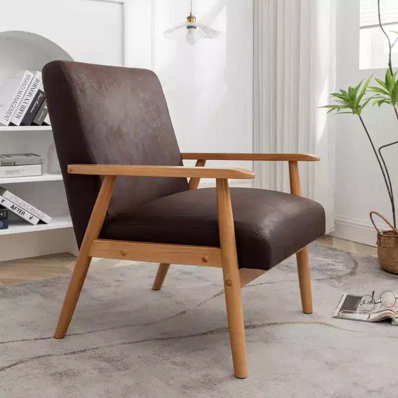 Fauteuil d'appoint moderne TUYOHW, fauteuil de salon avec accoudoirs fuselés, cadre en bois massif, fauteuil rembourré en microfibre pour salon, bureau