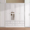 Armoire de chambre Famapy 3 portes avec miroir, 6 tiroirs, étagères réglables et rangement supérieur encastré