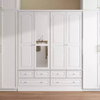 Armoire de chambre Famapy 3 portes avec miroir, 6 tiroirs, étagères réglables et rangement supérieur encastré