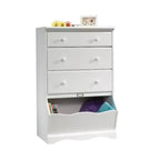 Commode verticale HomeStock 7,25 po H en bois composite avec 3 tiroirs au fini blanc