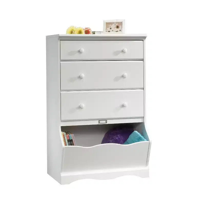 Commode verticale HomeStock 7,25 po H en bois composite avec 3 tiroirs au fini blanc