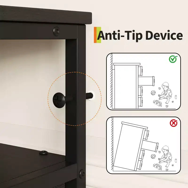 Commode TV de 160 cm en tissu pour chambre à coucher - Commode longue à 12 tiroirs pour salon - Commode noire avec étagères ouvertes