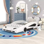 Lit Plateforme Jumeau Whisen au Design Cool en Forme de Voiture de Course avec Roues