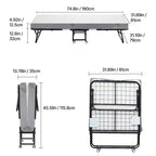 Lit pliant Zeus & Ruta 31x75 (taille double) avec 5 matelas, lit d'appoint portable pour adultes, gris