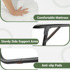 Lit d'appoint pliant roulant en acier gris et noir avec matelas en mousse à mémoire de forme de 5 et roues pour 1 personne