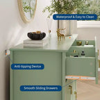 Acekool Commode cannelée à 6 tiroirs de 120 cm, Meuble de rangement moderne pour chambre à coucher, salon
