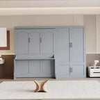 Lit escamotable Queen Size Whisen Modern Design, se pliant dans une armoire avec penderie