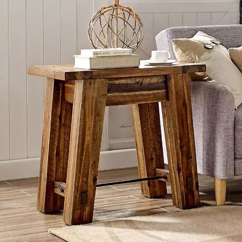 Table d'appoint Durango en bois industriel marron foncé - Alaterre Furniture : Acacia rustique, milieu de siècle moderne