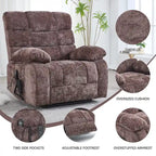 Fauteuil inclinable électrique surdimensionné en chenille avec massage et chauffage lombaire, port de charge, position allongée à 180°