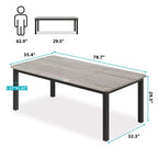 Table de salle à manger industrielle pour 6 à 8 personnes, table de cuisine en bois de 200 cm de long avec cadre en métal robuste et finition marron rustique - 6 places, comptoir rectangulaire