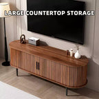 JVNOXK 55 Table de Console TV Moderne avec Compartiment de Rangement et Porte Coulissante - Meuble TV-Hifi Noyer pour Salon, Chambre, Bureau