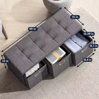 Banc de rangement pliant Ornavo Home de 101,6 cm avec tiroirs, parfait pour le salon, la chambre et l'entrée