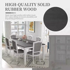 Ensemble de salle à manger rustique extensible pour 6 personnes, table à manger rectangulaire 7 pièces avec 6 chaises rembourrées, ensemble de table de cuisine avec 2 tiroirs