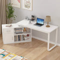 Bureau d'angle réversible blanc pivotant Bureau d'ordinateur