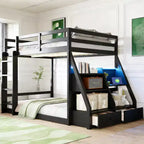 Lit superposé complet Luxystar avec étagères de rangement, 2 tiroirs et lumières