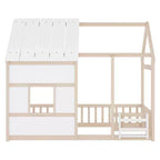 Cadre de lit au sol Whisen Twin Size, lit en forme de maison avec toit, clôture