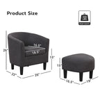 Fauteuil crapaud classique avec revêtement en tissu doux en polyester, repose-pieds inclus